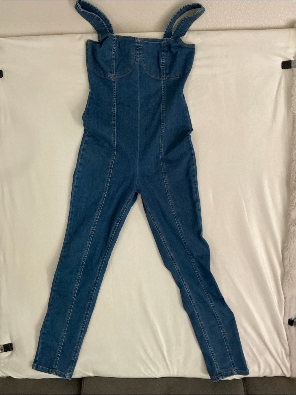 Nasty Gal Dark Blue Denim Jumpsuit Overalls